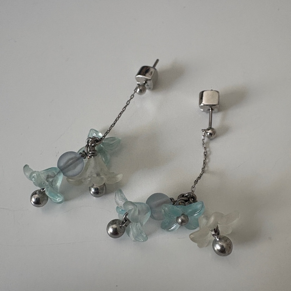 Kate Spade Silver and Blue Floral Earrings